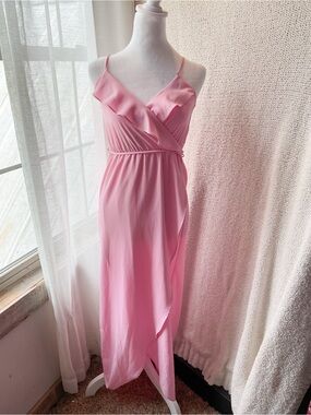 Gianni Bini Pink Ruffle-Trim Maxi Dress